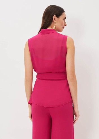 Phase Eight Florentine Sleeveless Wrap Shirts Pink USA | 4537091-YF